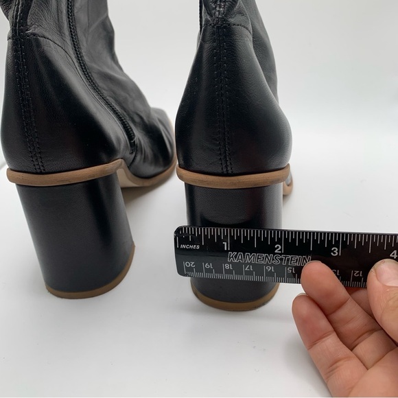 Free People Sienna Ankle Boot black leather heel square toe size 37 6-6.5 1516 - Picture 6 of 10
